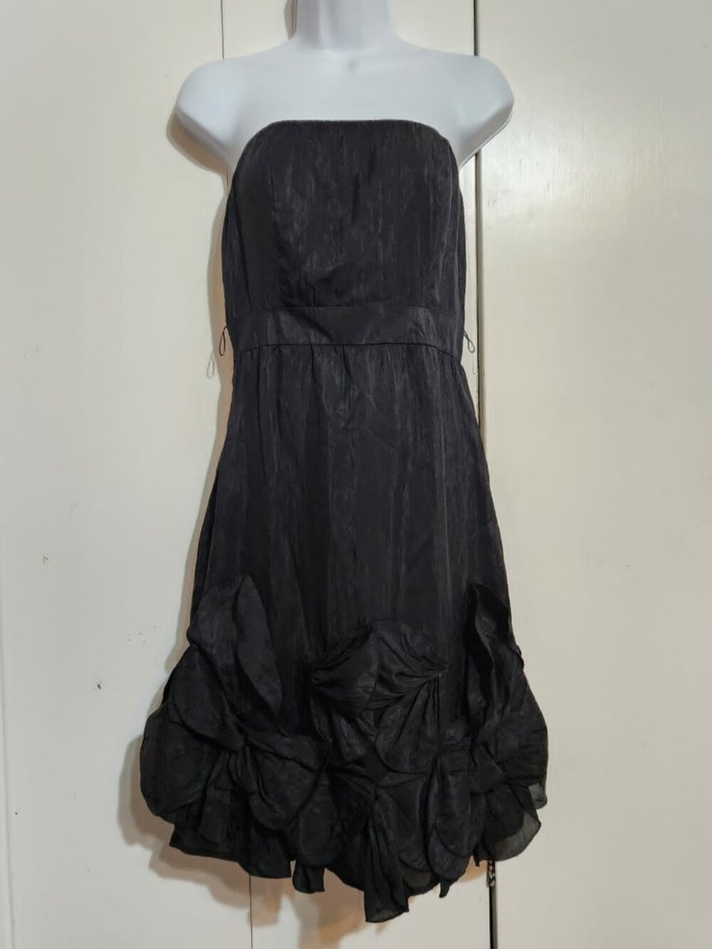 The Limited Event Black Strapless Dress Size 2 NWT Rosette Hem Cocktail Party